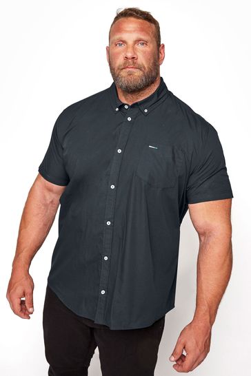 BadRhino Big & Tall Navy Essential Short Sleeve Oxford Shirt