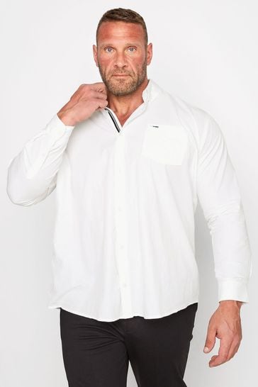 BadRhino Big & Tall White Cotton Poplin Long Sleeve Shirt