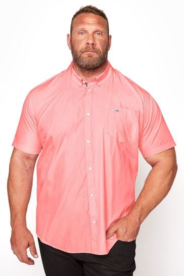 BadRhino Big & Tall Pink Essential Short Sleeve Oxford Shirt