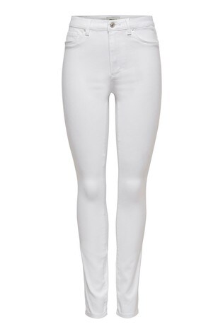 High waisted white stretch jeans on sale