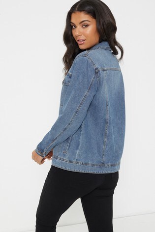 Blue oversized denim jacket clearance