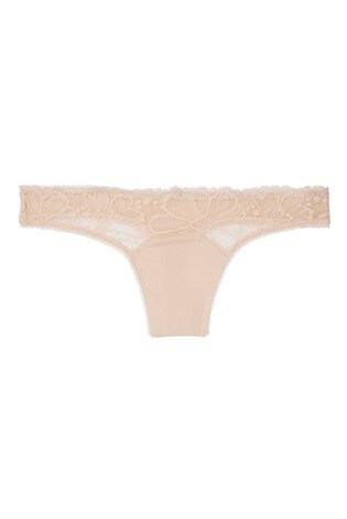 Champagne Floral Lace Cut Out Thong