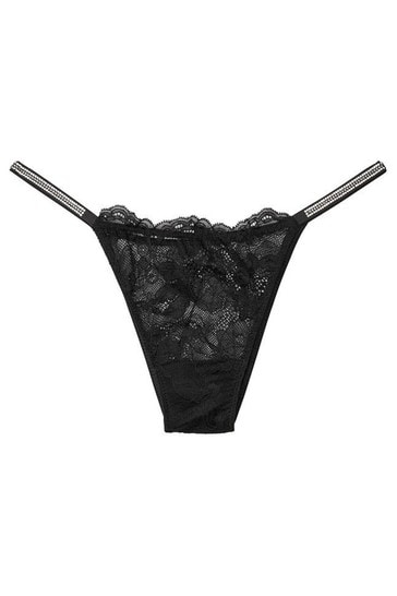 Buy Victoria's Secret Black Lace Shine Strap Brazilian Panty from