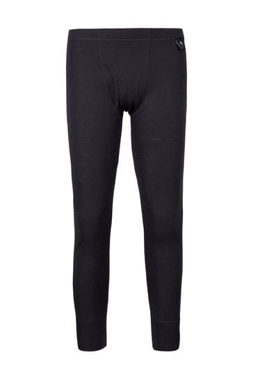 Mountain Warehouse Black/Grey Merino Mens Thermal Trousers with Fly