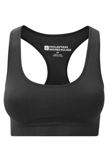 Mountain Warehouse Black Womens Anti-chafe, Racer Back Seamless Sports Bra