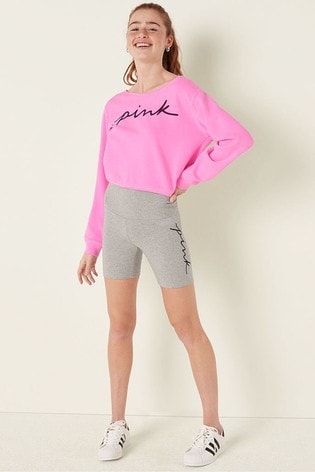 Victoria's Secret PINK Heather Charcoal and Script High Waist Cycling Short