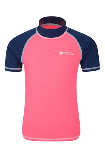 Mountain Warehouse Fuschia Pink Short Sleeved Kids Rash Vest