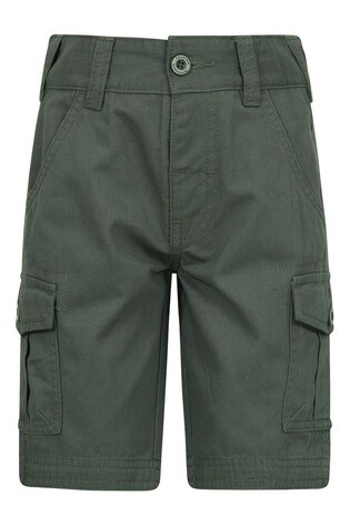 Mountain Warehouse Green Kids Lightweight 100% Twill Cotton Cargo Shorts
