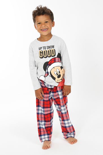 Kid Genius Grey Disney Mickey Mouse Christmas Family Pyjama Set - Boys