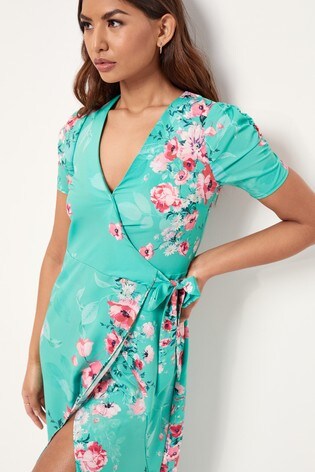 Buy Lipsy Ruched Sleeve Wrap Midi Dress 