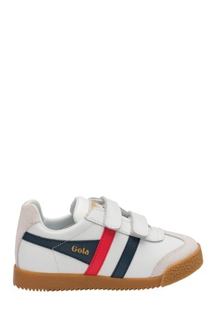 Gola White Harrier Leather Strap Kids Leather Strap Trainers