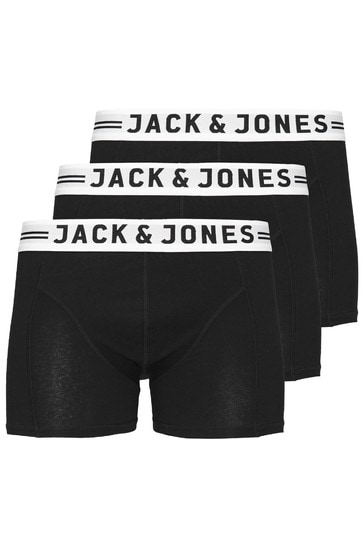 Jack & Jones Black and White Logo 3 Pack Trunks