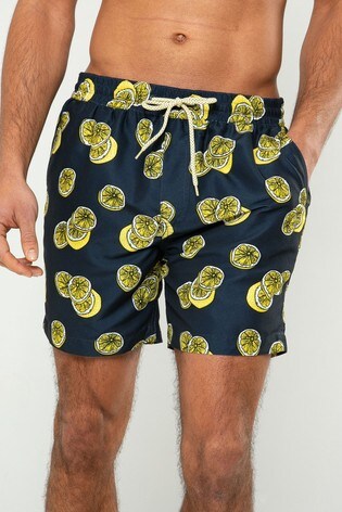 Threadbare Navy Lemon Print Swim Shorts