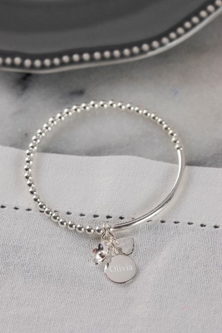 Personalised Sterling Silver Stretch Bracelet by Oh So Cherished