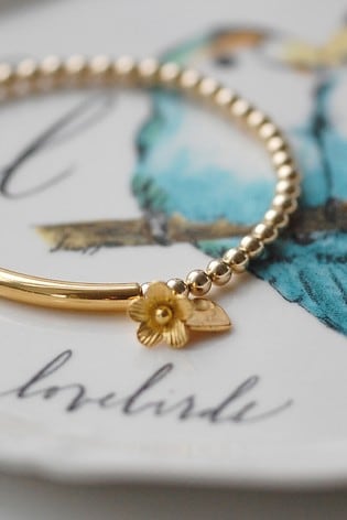 Personalised Yellow Gold Stretch Bracelet by Oh So Cherished