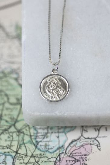 Personalised Sterling Silver St Christopher Necklace by Oh So Cherished
