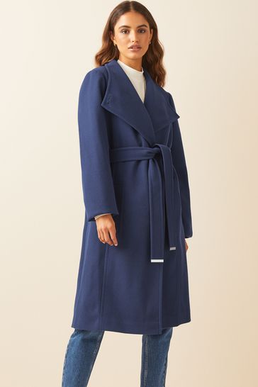 Friends Like These Navy Funnel Neck Wrap Coat