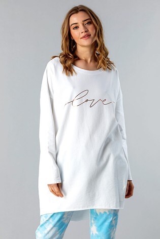 Roman White Foil Love Print Lounge T-Shirt