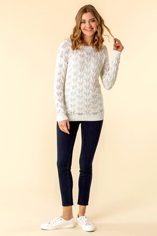 ladies white cable knit jumper