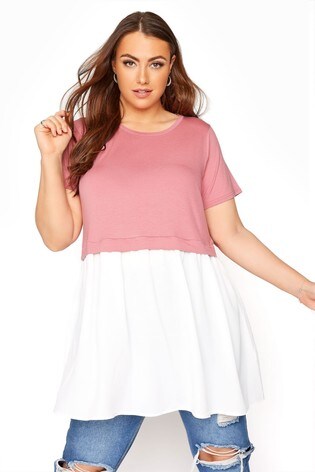 Yours Curve Pink Skirted Smock Top