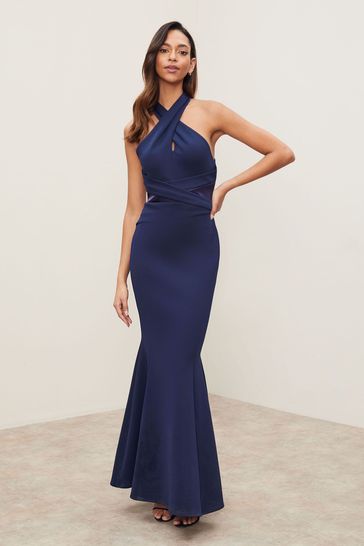 Buy Lipsy Navy Pleated Halter Maxi Dress from Next Ireland
