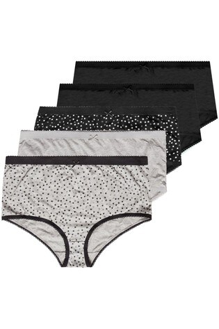 Yours Curve Grey 5 Pack Mini Star Briefs
