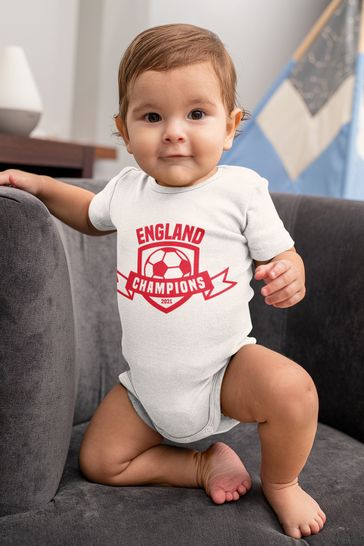 Instajunction White Euros Winners England Champions Red Shield Baby Grow