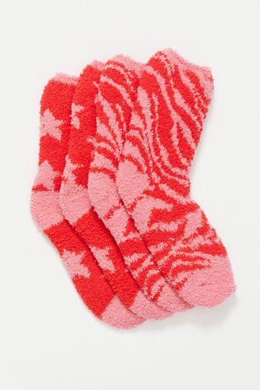 Lipsy Pink 2 Pack Cosy Printed Socks