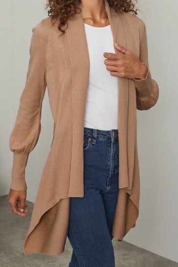 Camel cheap waterfall cardigan