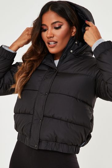 Missguided black hooded puffer jacket 2025