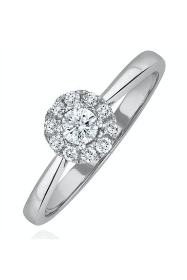 The Diamond Store White Lab Diamond Halo Engagement Ring 0.25ct H/Si in 9K White Gold