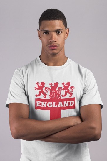 Instajunction White Euros Winners England Cross And Lion 2021 Men's T-Shirt