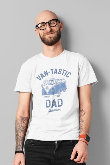 All + Every White Volkswagen Van Tastic Dad Men's T-Shirt