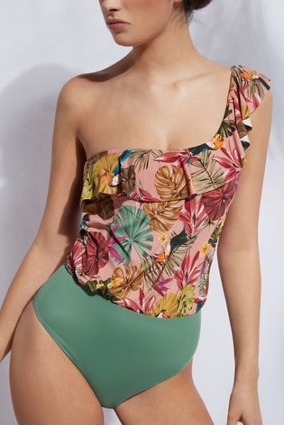 Calzedonia Pink Floral One Shoulder Swimsuit