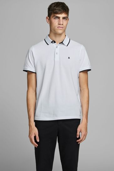 Jack & Jones White Contrast Tipping Polo Shirt