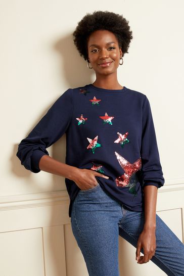 Love & Roses Navy Sequin Sweatshirt