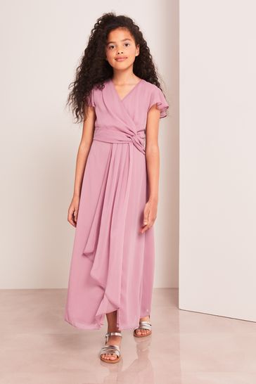 Lipsy Rose Pink Flutter Sleeve Occasion Maxi Dress - Teen