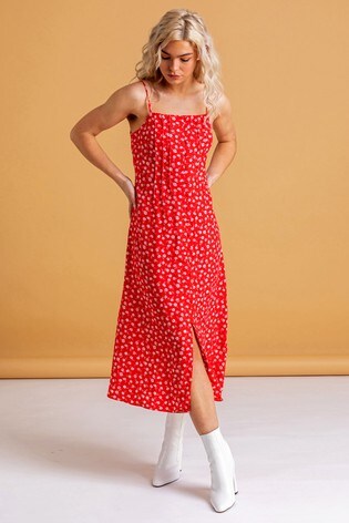 Buy Dusk Ditsy Floral Print Midi Dress ...