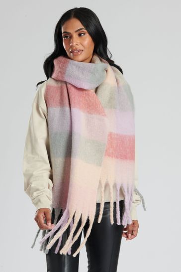 Pink and gray plaid 2024 scarf