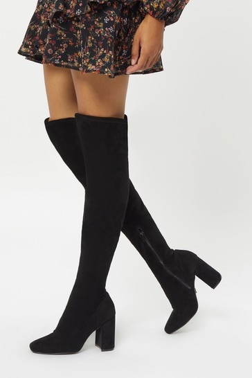 Lipsy Black Over The Knee Stretch Heeled Boot