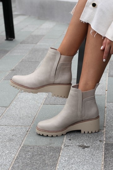 Linzi Cream Melonie Wedge Sole Pull On Ankle Boot