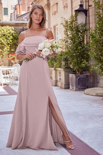 Lipsy Purple Cold Shoulder Bridesmaid Maxi Dress