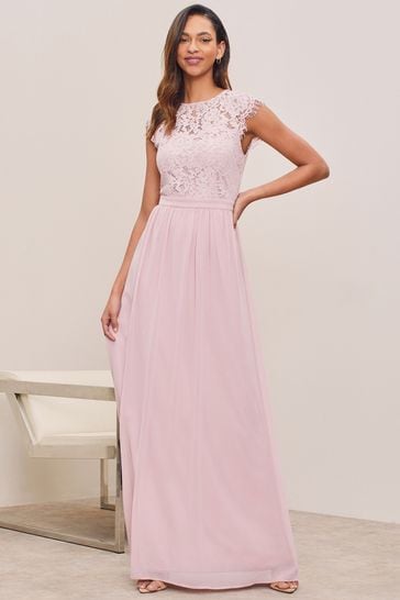 Lipsy Pink Lace Top Bridesmaid Maxi Dress