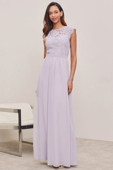 Lipsy Lilac Lace Top Bridesmaid Maxi Dress