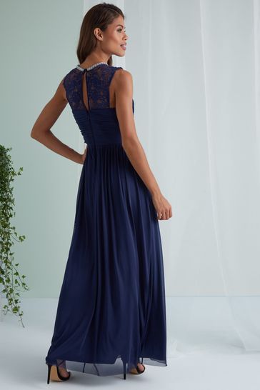 Lipsy elsa mesh maxi best sale dress with lace sleeve