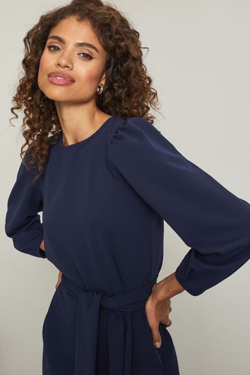 Navy long best sale sleeve shift dress