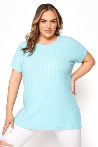 Yours Curve Blue Short Sleeve Tunic Top