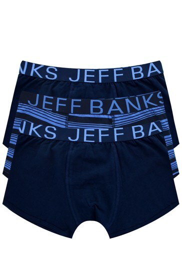 Jeff Banks Blue Mens Fitted Trunks Three Pack