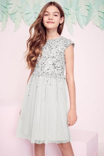 Lipsy Silver Occasion Sequin Bodice Dress