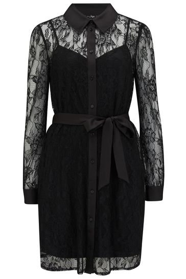 Buy Pour Moi Clara Long Sleeve Lace Shirt Dress Next